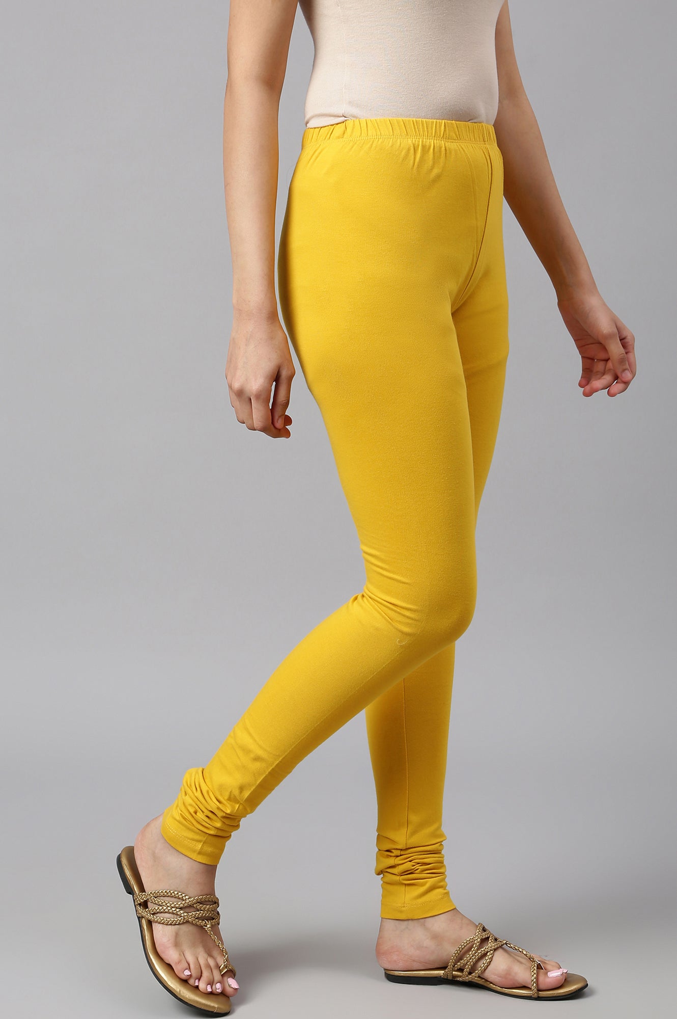 Yellow Skin Fit Churidar