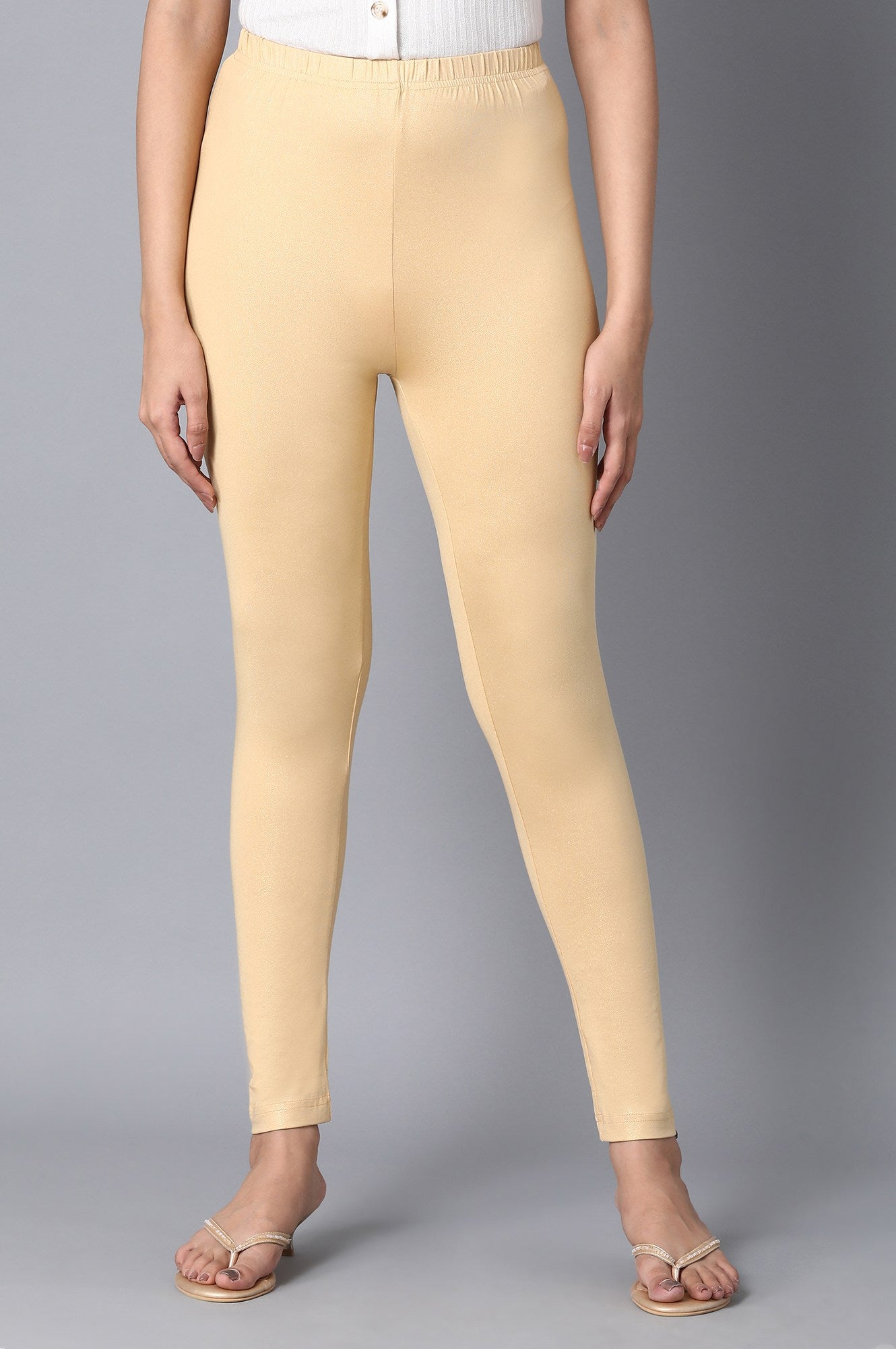 Rich Gold Solid Slim Fit Tights