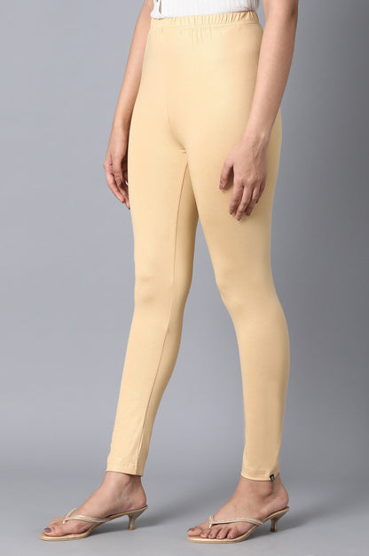 Rich Gold Solid Slim Fit Tights