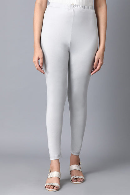 Silver Solid Slim Fit Tights