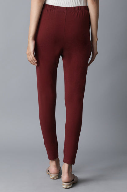 Maroon Solid Tights