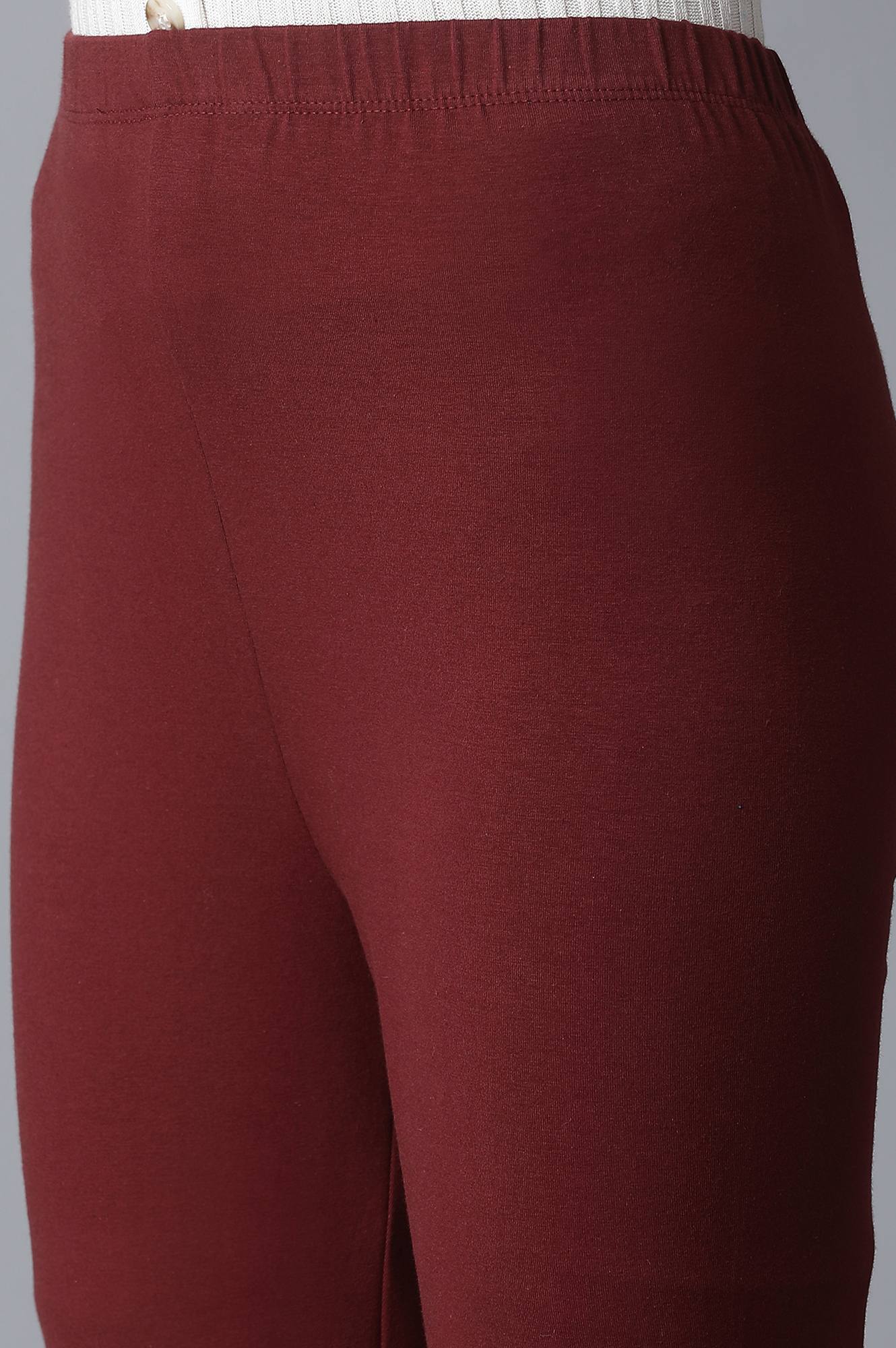 Maroon Solid Tights