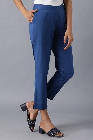 Blue roll-up hem trousers