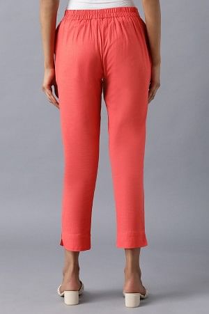 Red rollup hem trousers