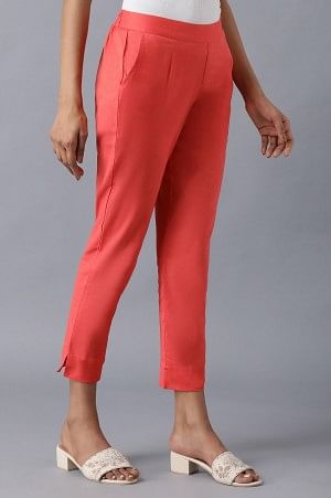 Red rollup hem trousers