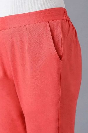 Red rollup hem trousers