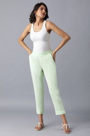 Green rollup hem trousers