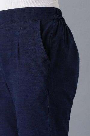 Blue Roll-up Hem Trousers