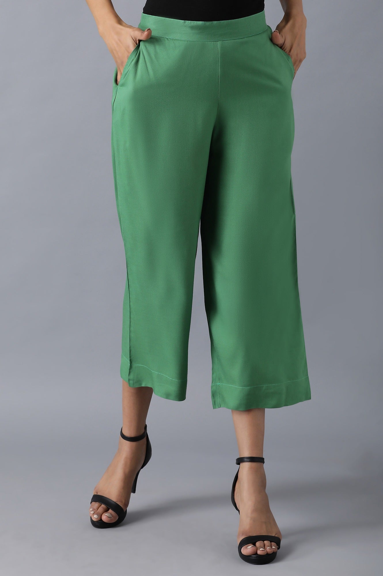 Green Solid Culottes