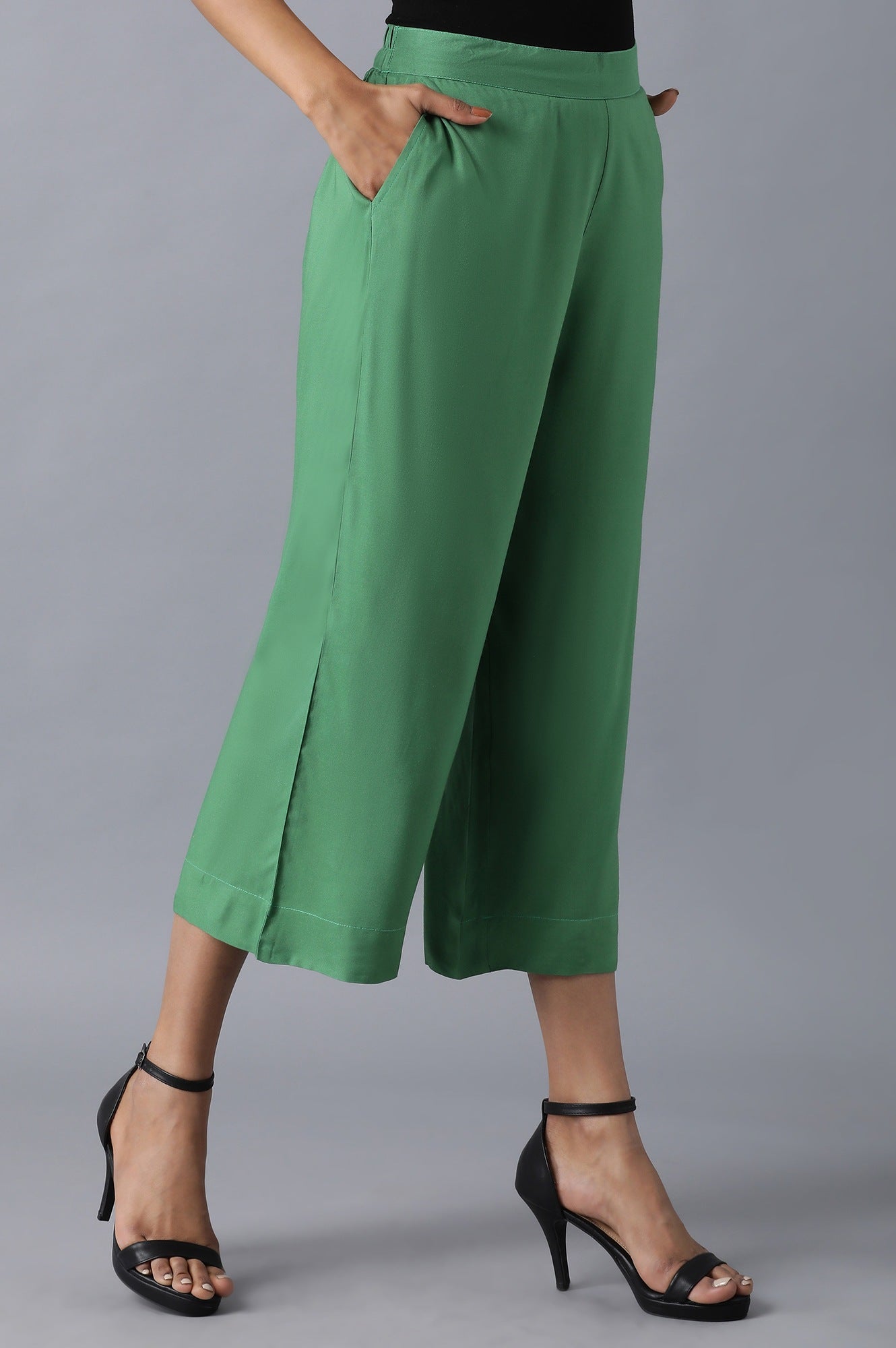 Green Solid Culottes