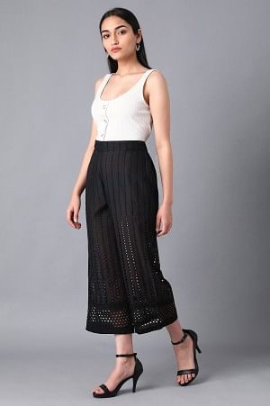 Black poly cotton culottes