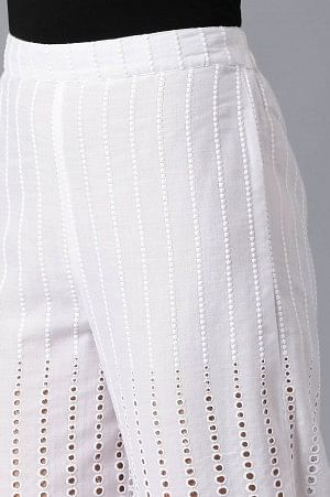 White Solid Cotton Culottes