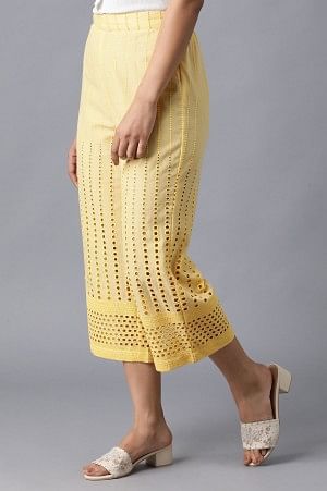 Yellow Solid Cotton Culottes