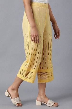 Yellow Solid Cotton Culottes