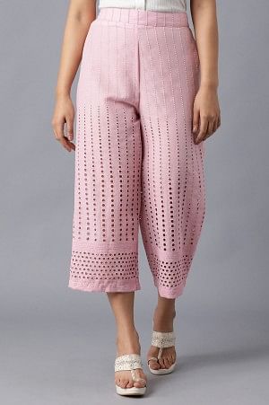 Pink Solid Cotton Culottes