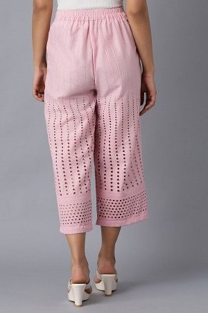 Pink Solid Cotton Culottes