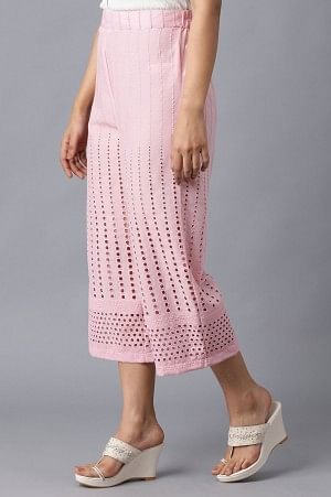 Pink Solid Cotton Culottes