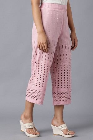 Pink Solid Cotton Culottes