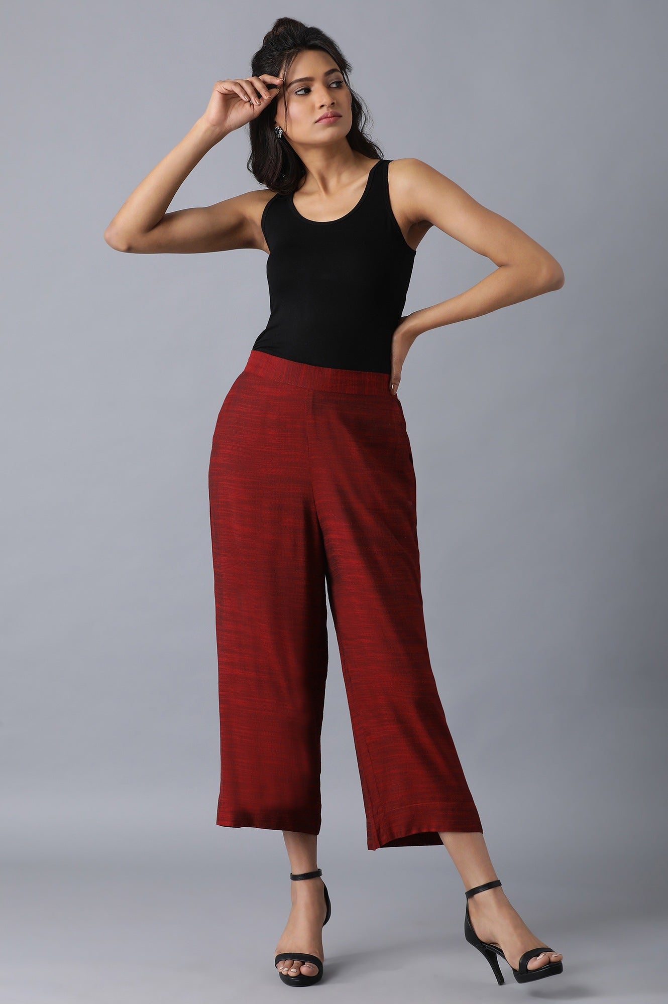 2 Tone Red Solid Culottes