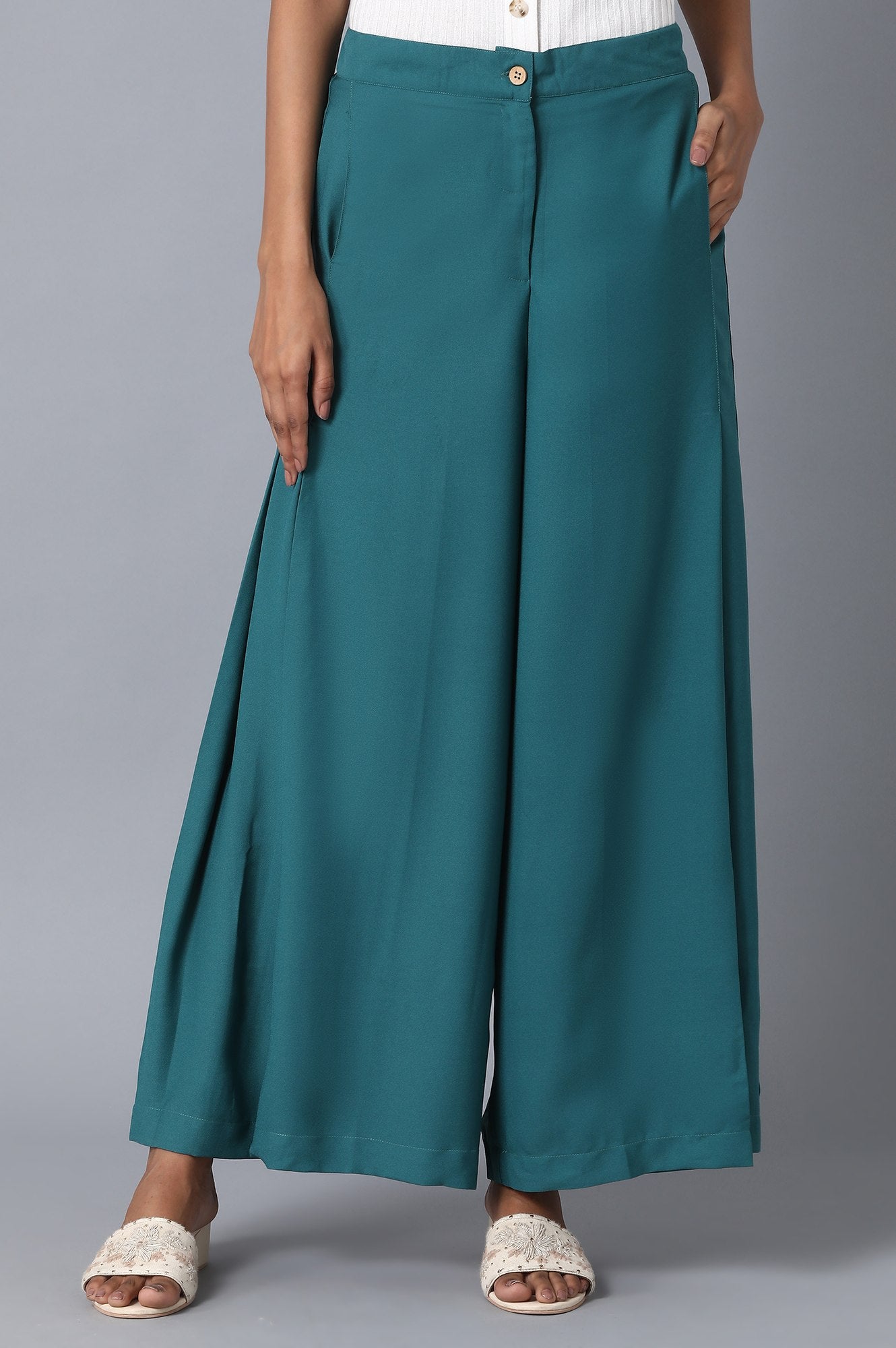 Green Loose Fit Palazzo