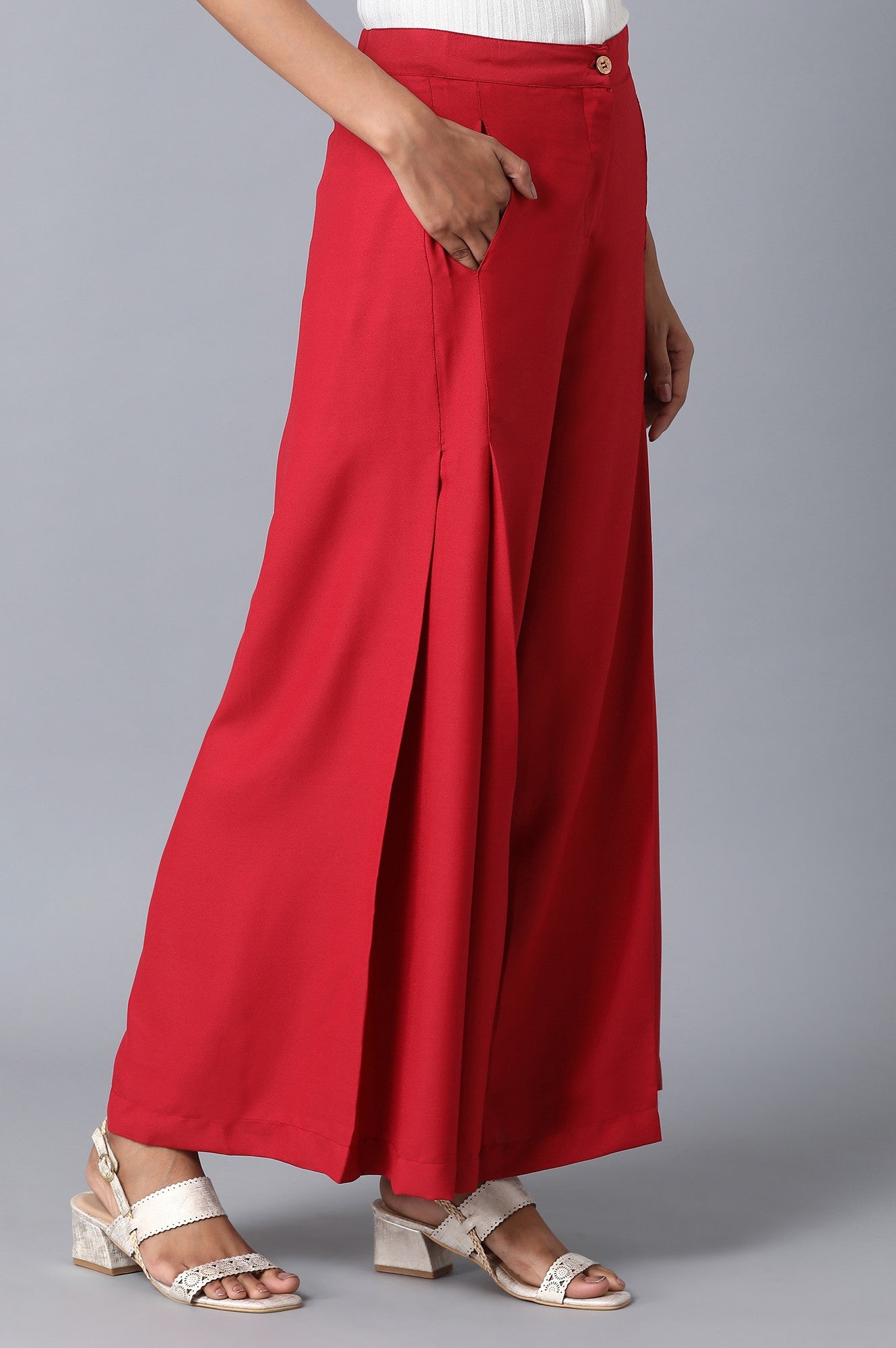 Red Loose Fit Palazzo