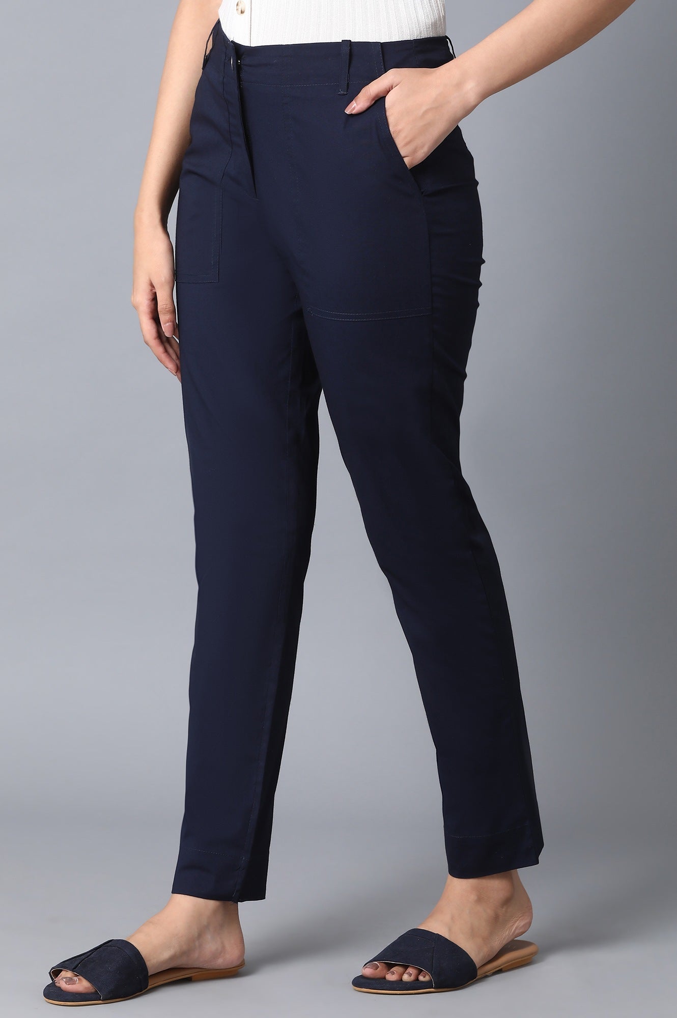 Navy Slim Fit Trouser Pants