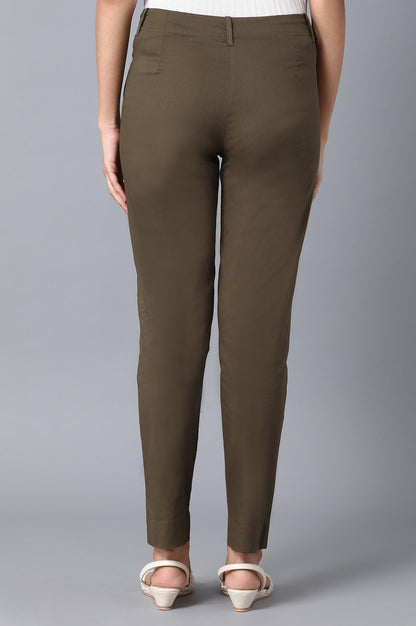 Olive Green Slim Fit Trouser Pants