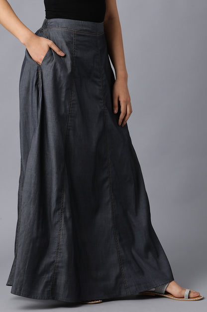 Black Tensel Denim Skirt