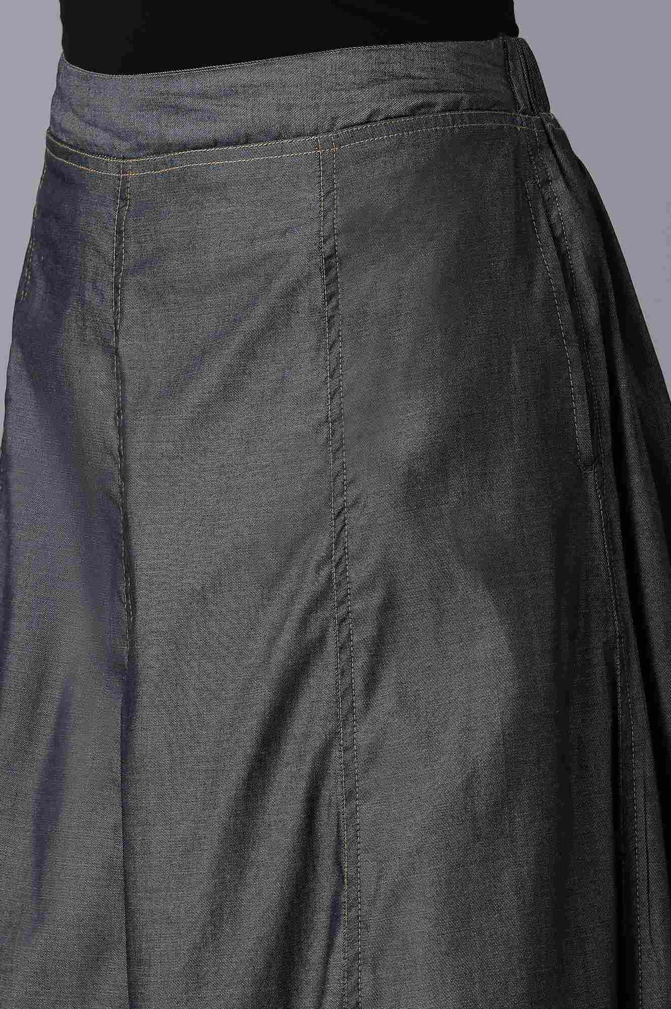 Black Tensel Denim Skirt