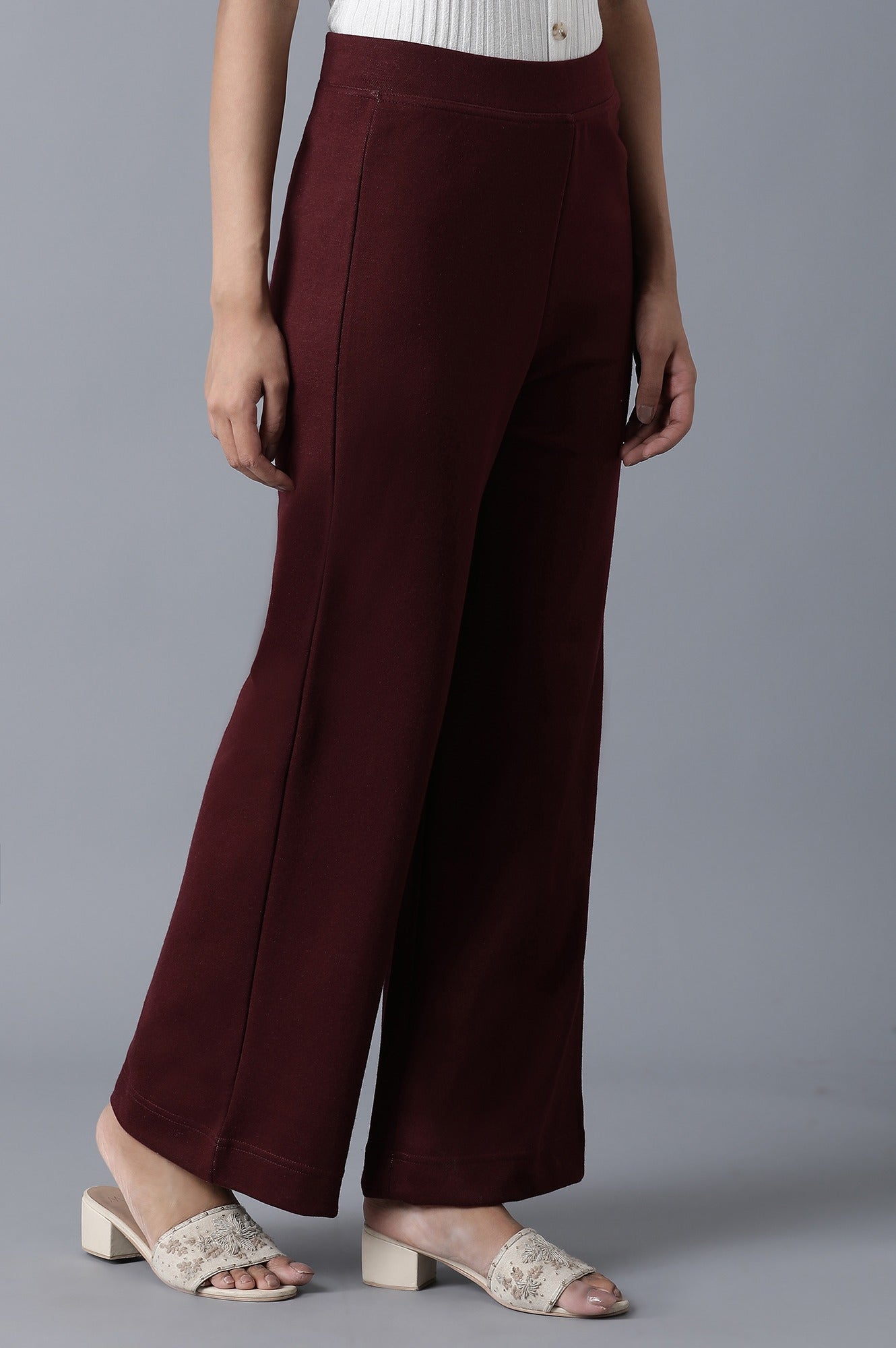 Maroon Ankle Length Palazzo