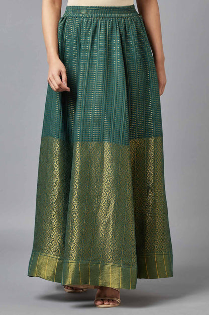 Green Dobby Print Skirt