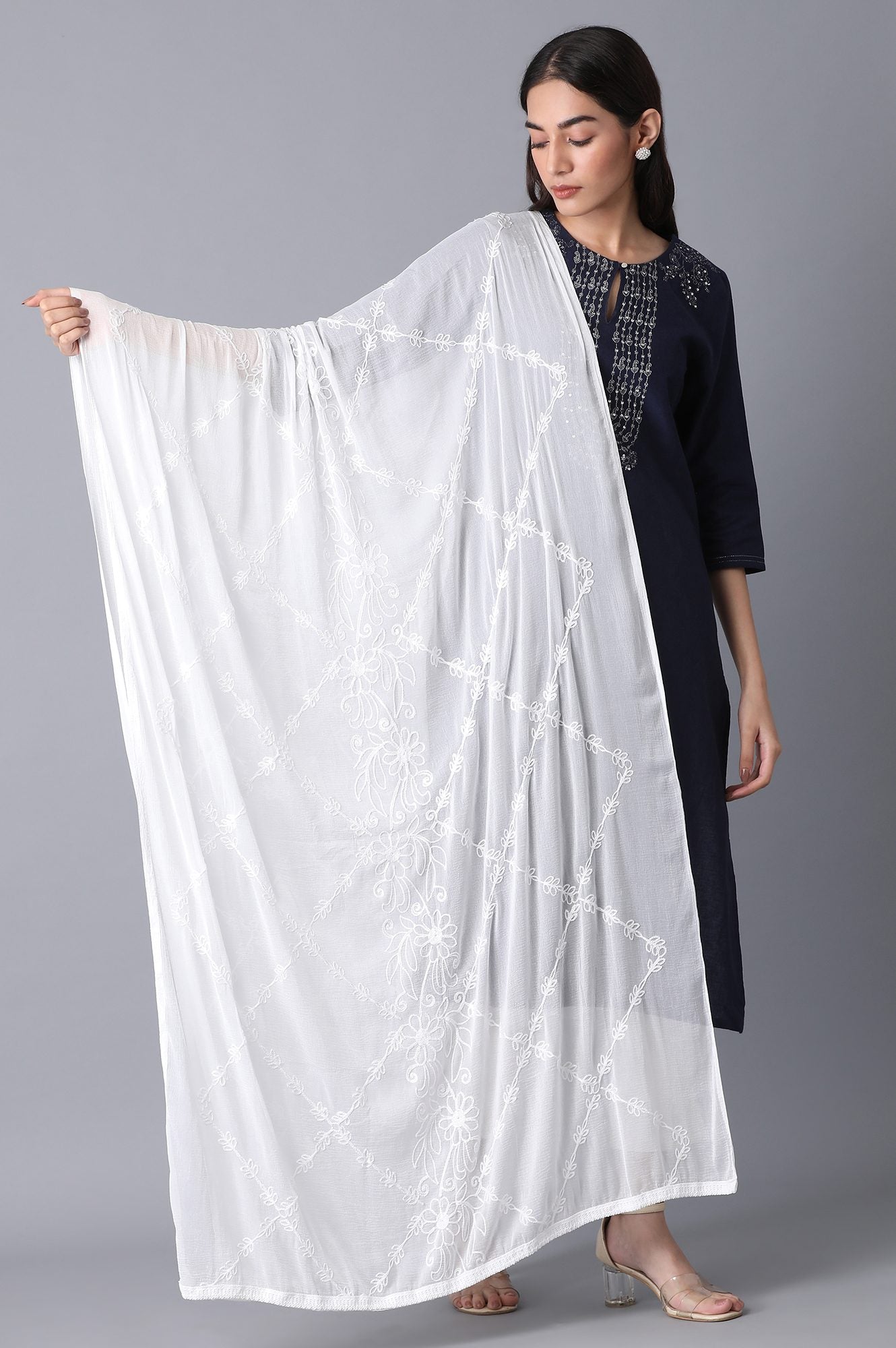 White Embroidered Dupatta