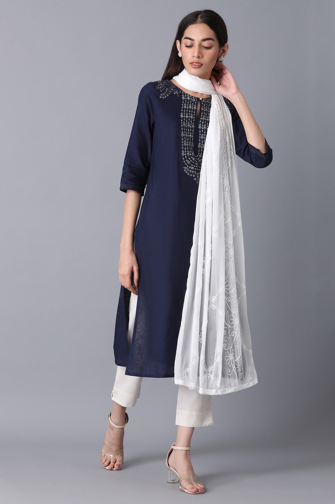 White Embroidered Dupatta