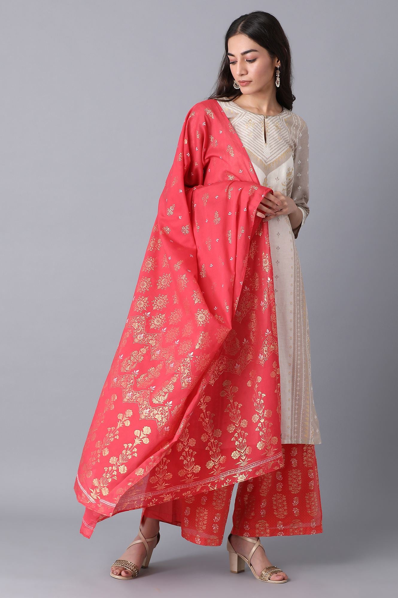 Red Voile Printed Dupatta