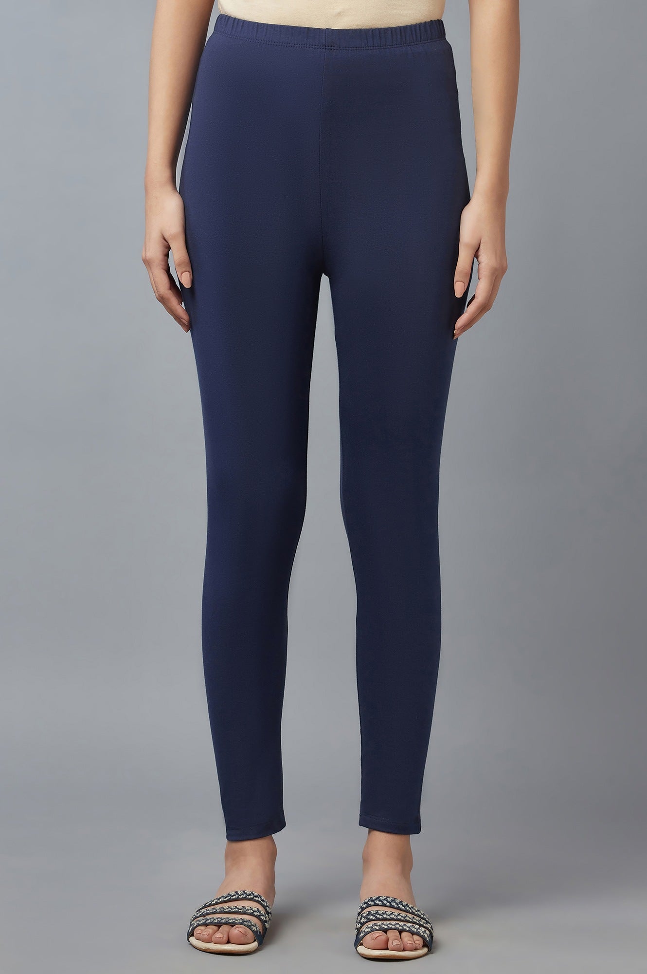 Navy Skin Fit Cotton Lycra Tights