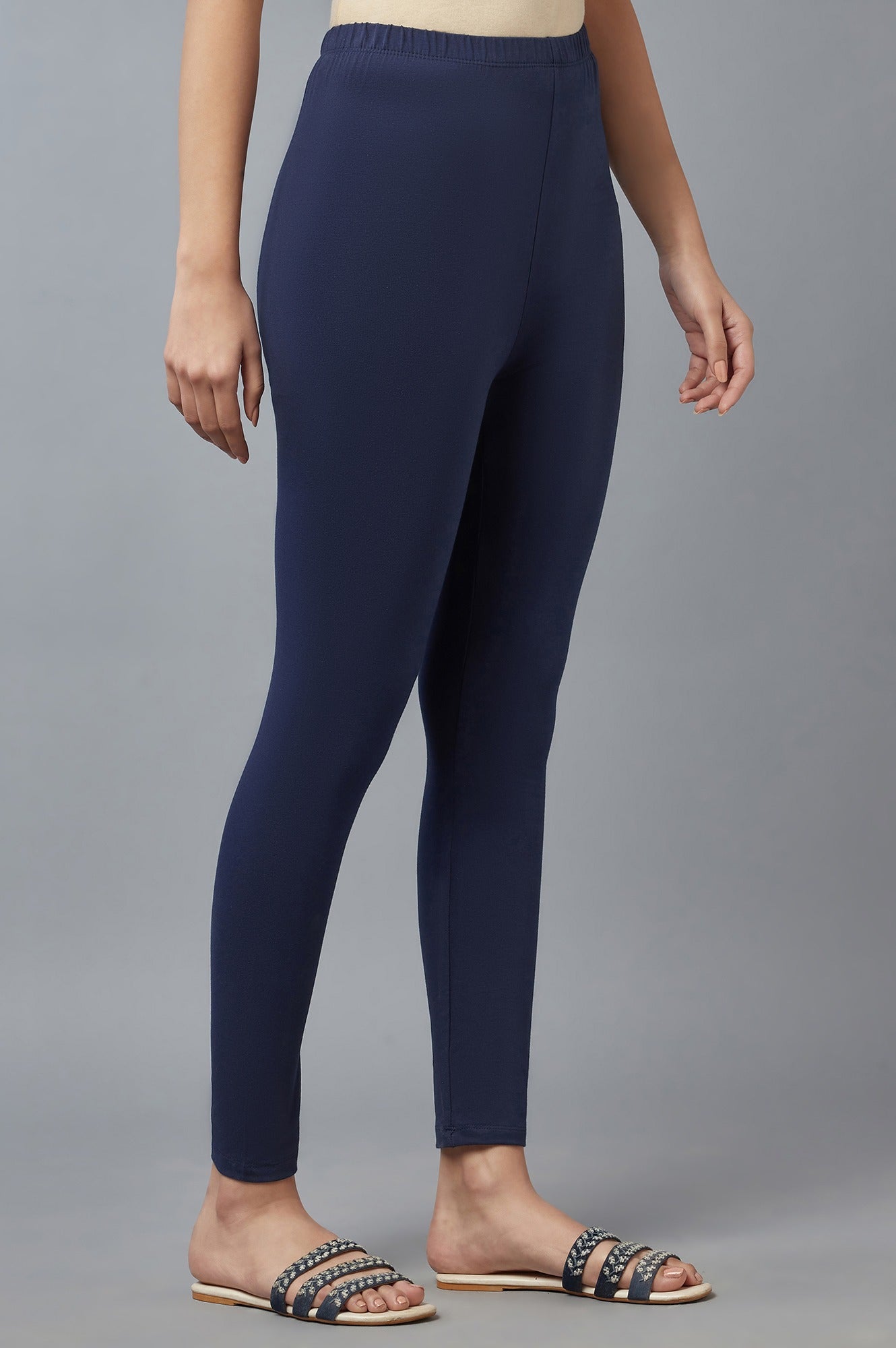 Navy Skin Fit Cotton Lycra Tights