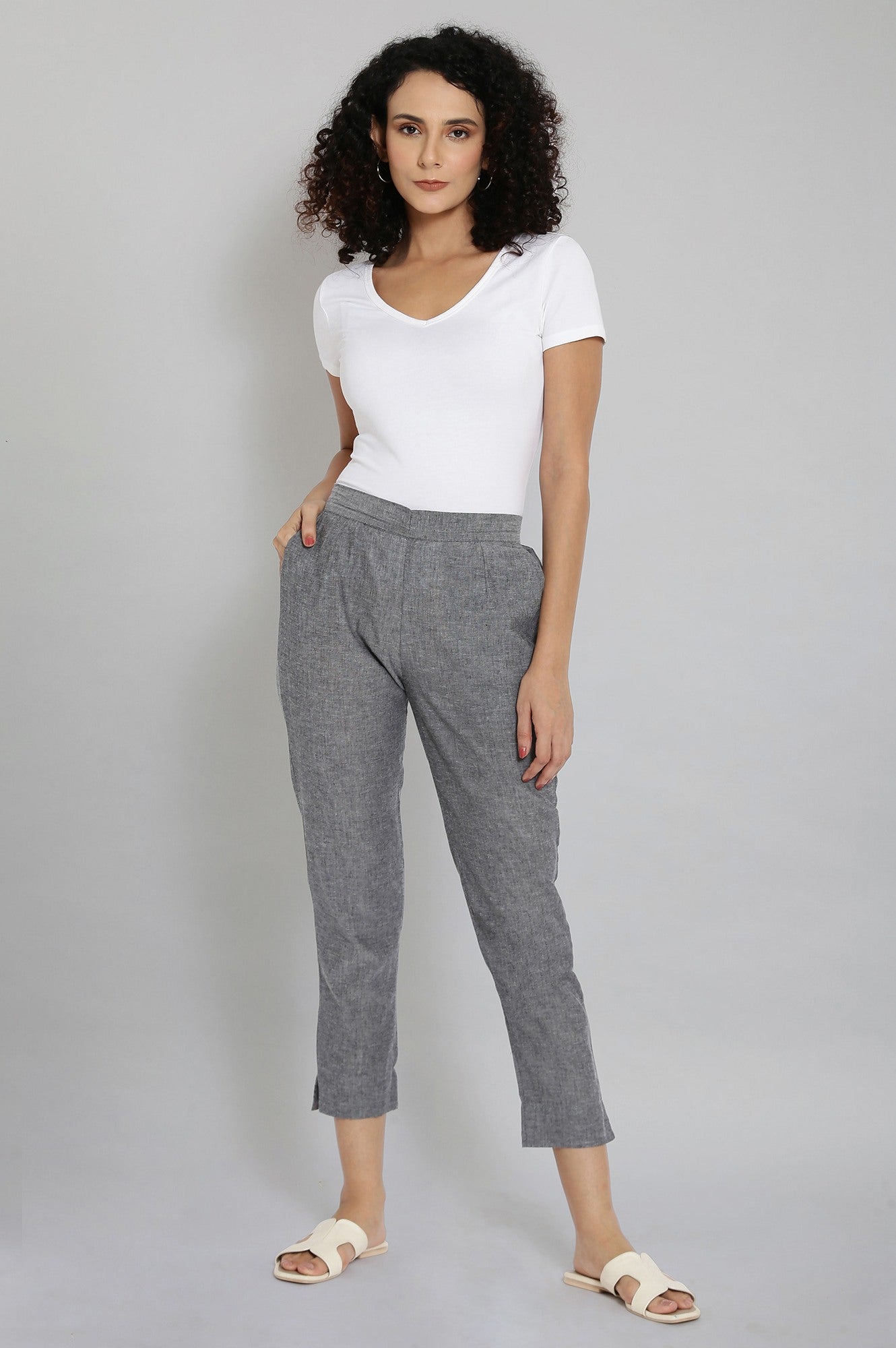 Grey Cotton Trouser