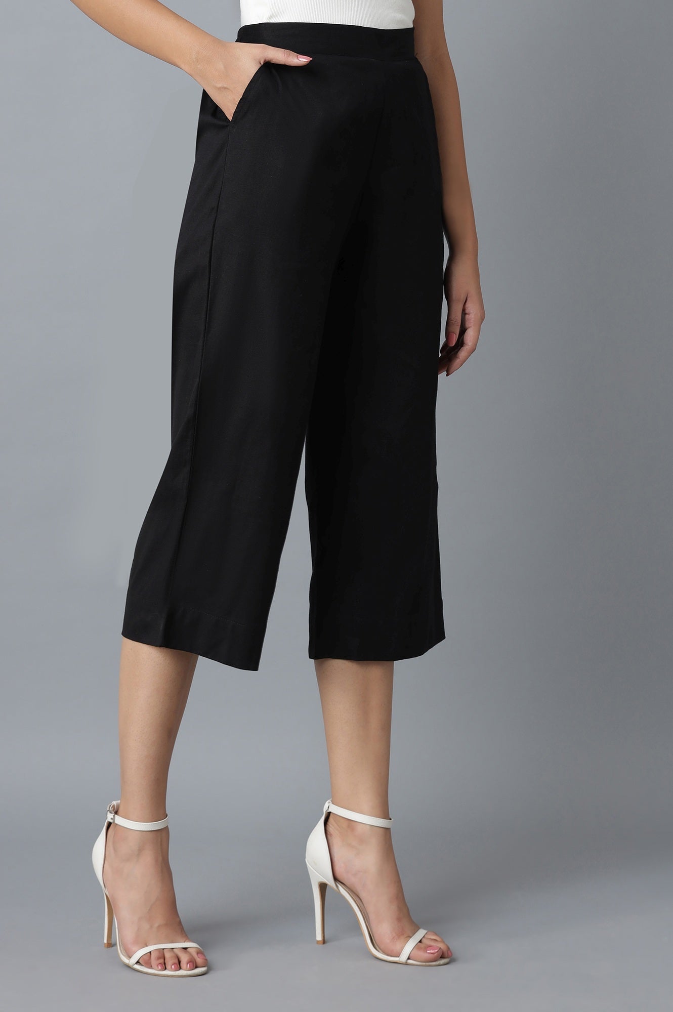 Black Calf Length Culottes