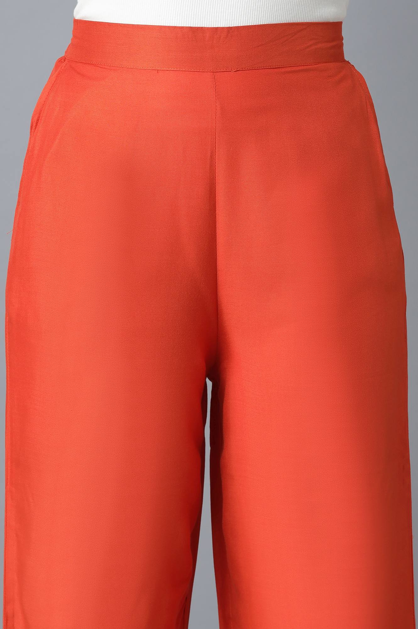 Orange Calf Length Culottes