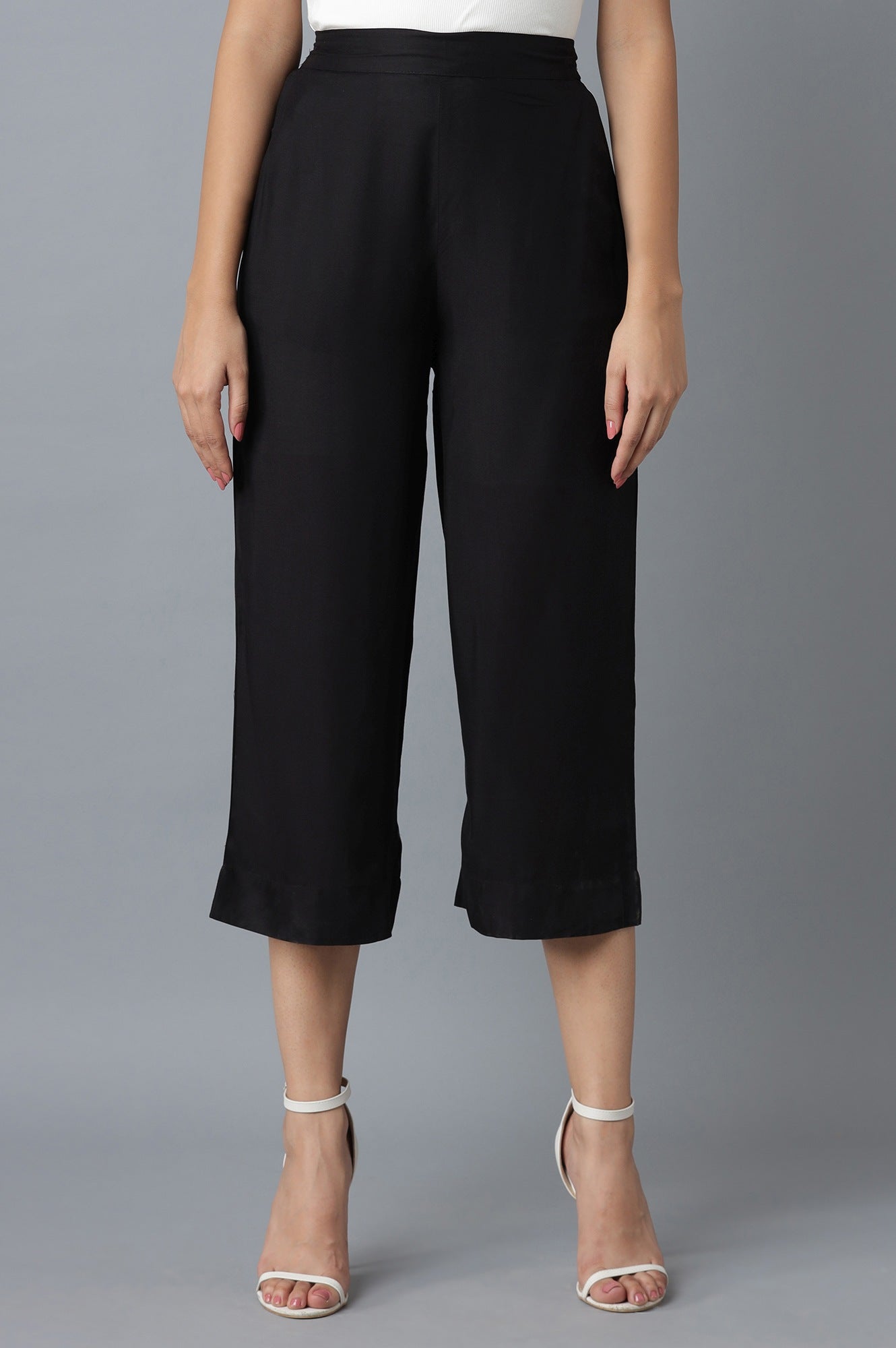 Black Calf Length Culottes