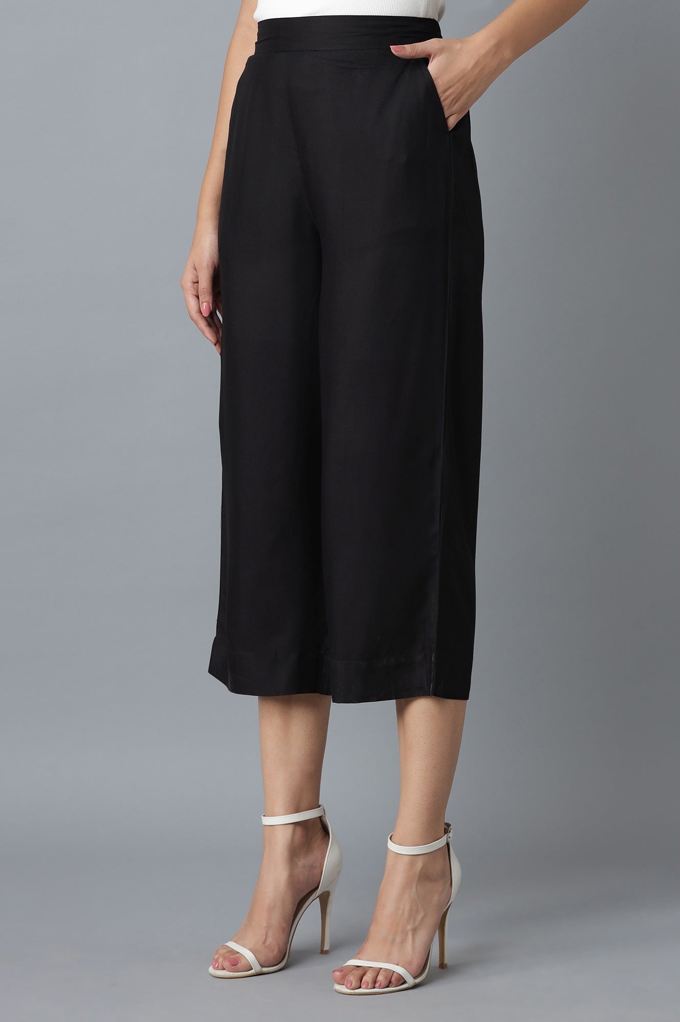 Black Calf Length Culottes