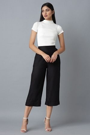 Black Calf Length Culottes