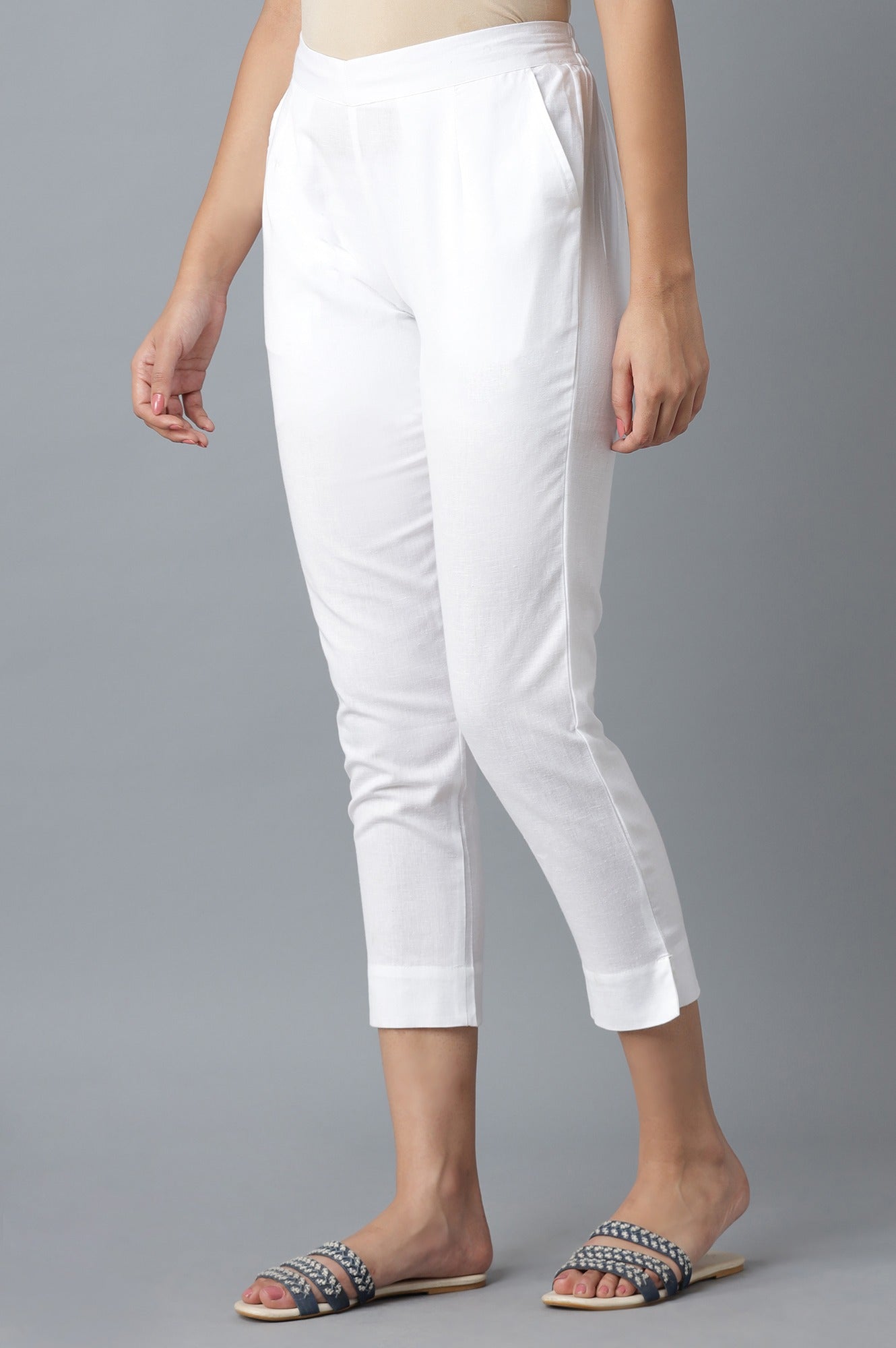 White Calf Length Culottes