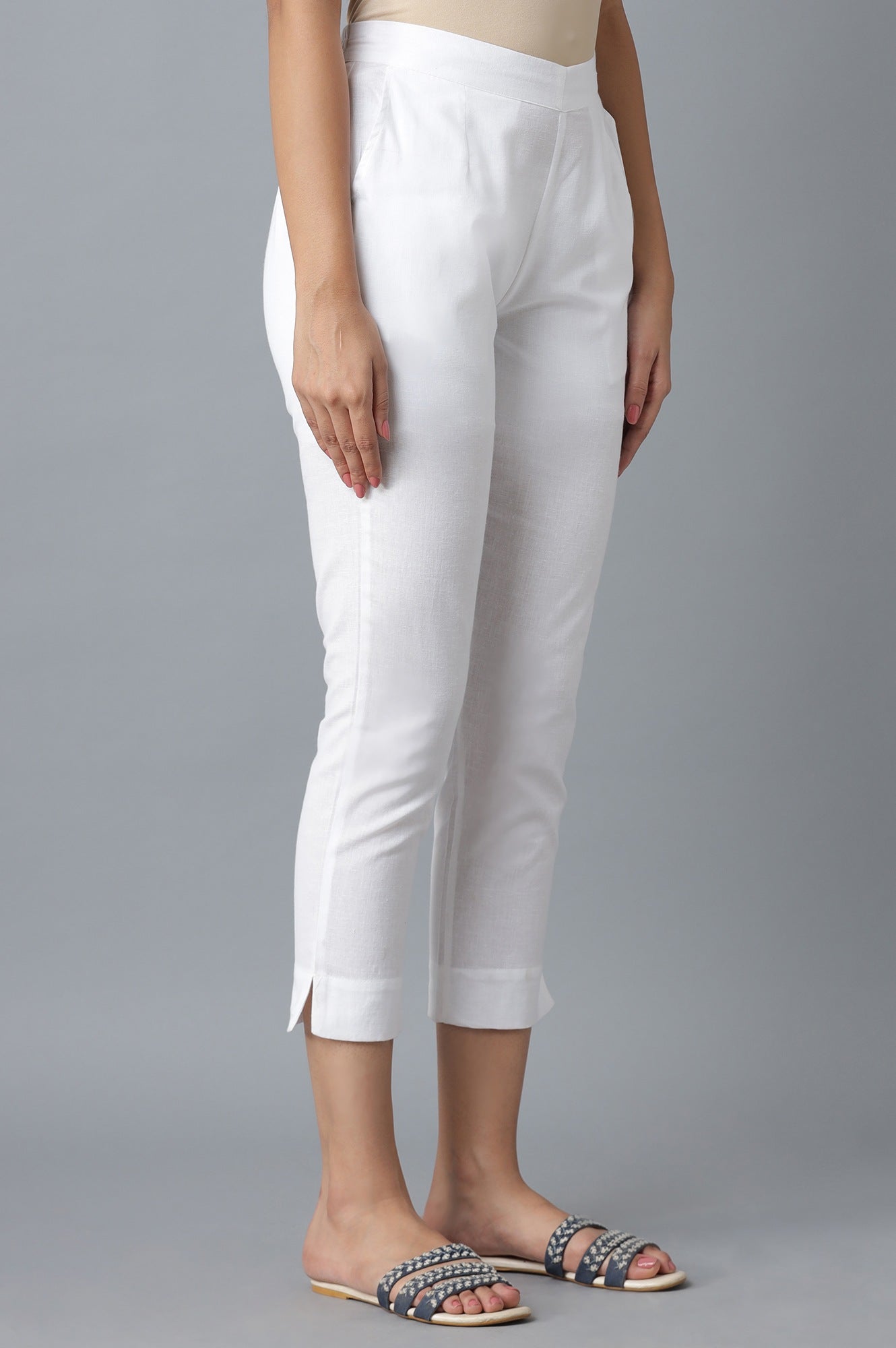 White Calf Length Culottes