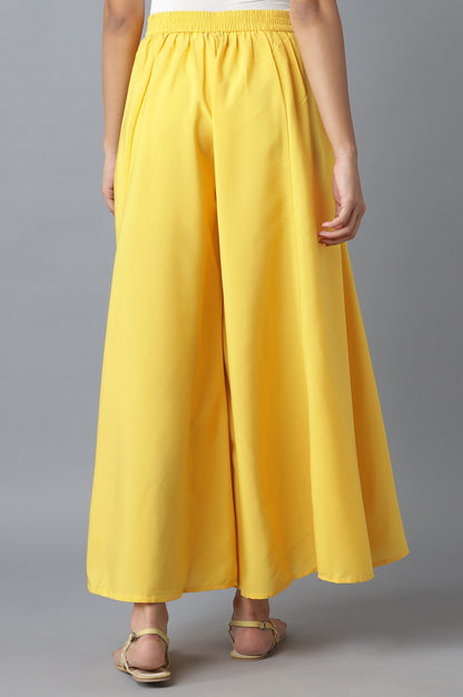 Yellow Solid Flared Palazzo