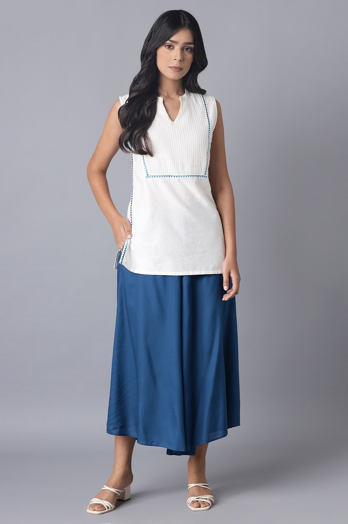 Blue Flared Culottes