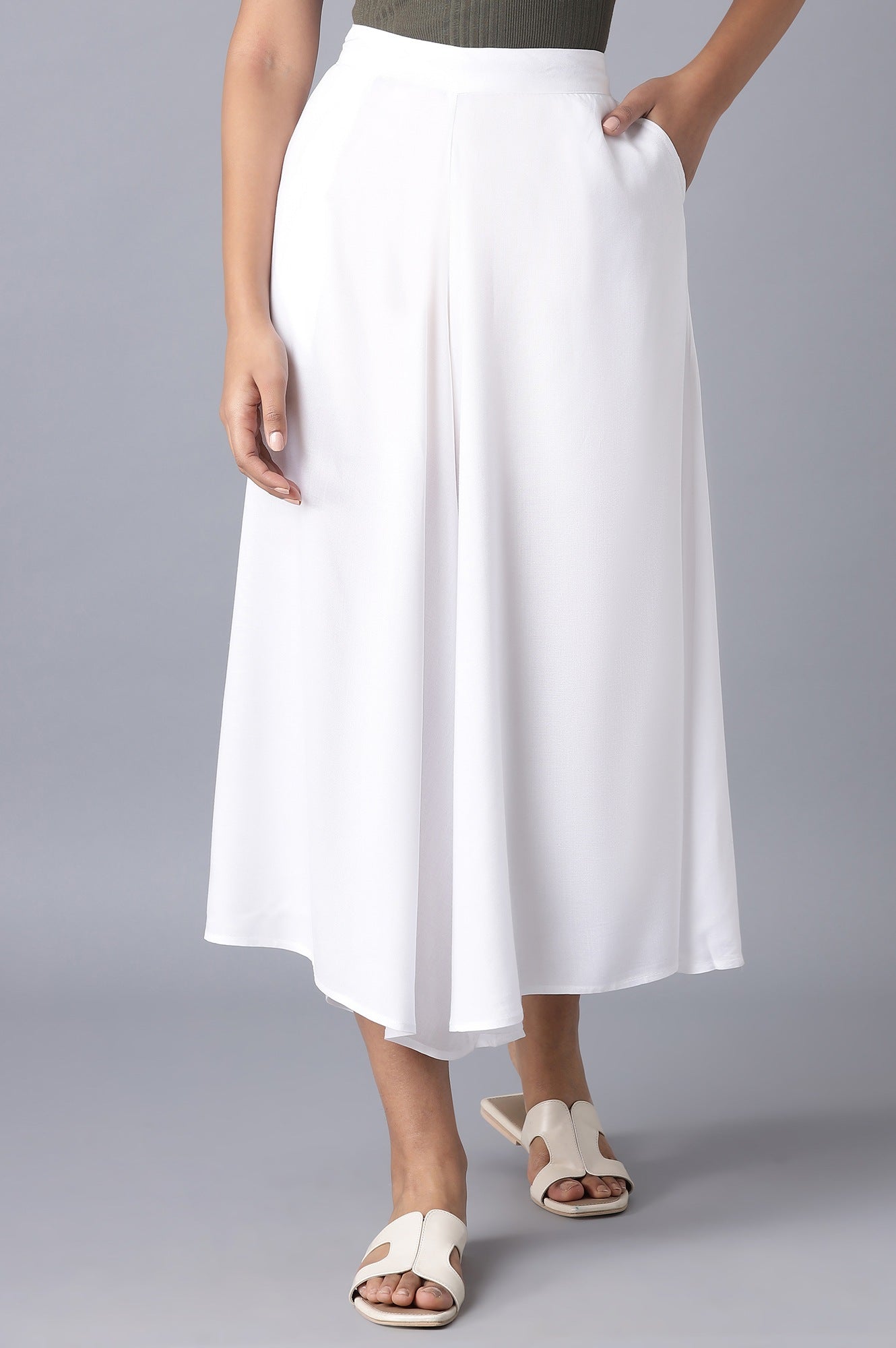 White Flared Culottes