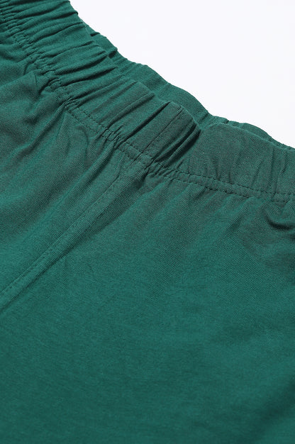 Green Cotton Lycra Women Pants