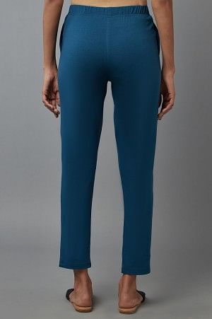 Blue Cotton Lycra Jersy Pants