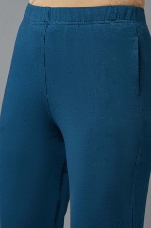 Blue Cotton Lycra Jersy Pants